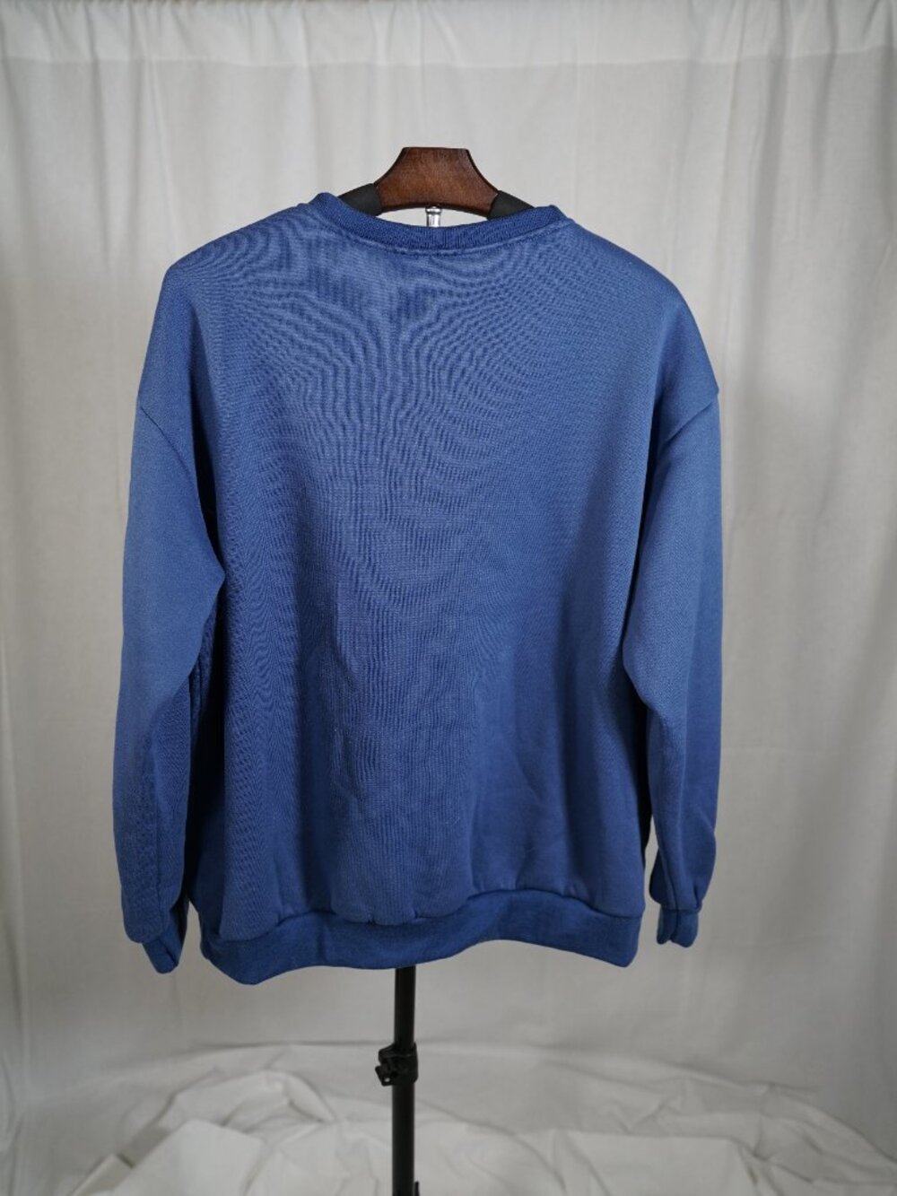 Blue Two Piece Lounge Set Sweatshirt Shorts Matching Athleisure Set Size L